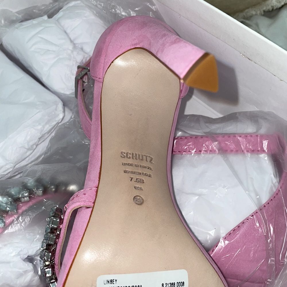 Schutz Linsey Crystal-Embellished Nubuck Sandals NWT Size 7.5 178.00 - Picture 8 of 9